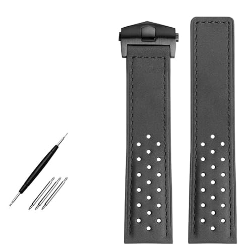Uhrenband 22mm echtes Lederarmband Uhrengurt für Monaco -Serie Herren Armbanduhr Band Faltschnalle Nubuck Uhren Bänder von LCHJX
