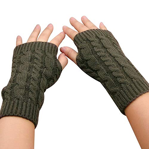 LCHULLE 1 Paar Fingerlose Handschuhe, warme Armhandschuhe, Winter, Strick, Häkelhandschuhe, Geschenk für Frauen und Mädchen,Dunkelgrau von LCHULLE