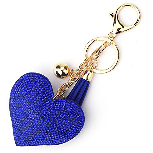 LCHULLE Glitzer Schlüsselanhänger Herz Anhänger Kristall Strass Schlüsselring Herzanhänger Bling Glitter Keychain Schlüssel Anhänger Bling Kristallstrass Taschen Koffer Rucksäcke Zubehör Blau von LCHULLE