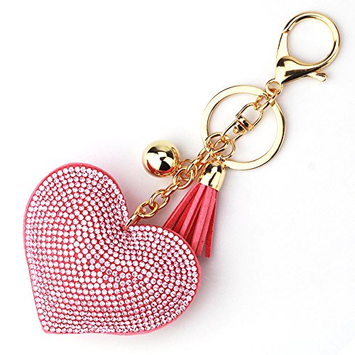 LCHULLE Glitzer Schlüsselanhänger Herz Anhänger Kristall Strass Schlüsselring Herzanhänger Bling Glitter Keychain Schlüssel Anhänger Bling Kristallstrass Taschen Koffer Rucksäcke Zubehör Rosa von LCHULLE