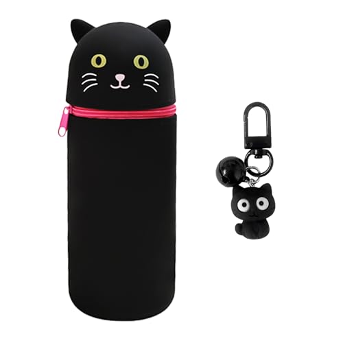 LCIEFKAE 1 Stück Schwarzer Katzenstiftbeutel Und 1 Stück Schwarzer Katzenstiftpalette, Bleistiftkoffer, Tierhalter, Cartoon Bleistift, Schreibwarenbedarf, Geschenke Für Kinder. von LCIEFKAE