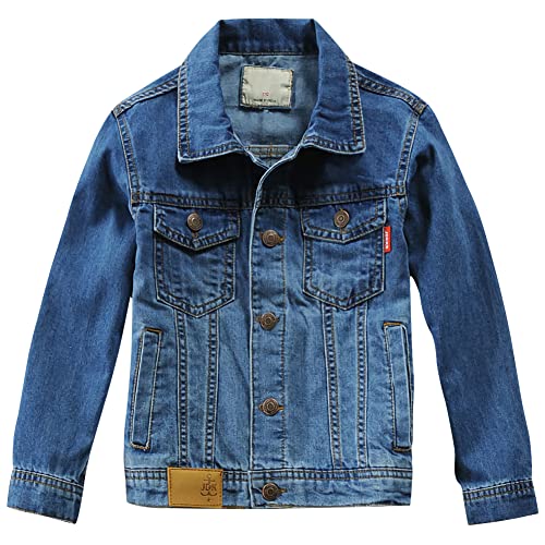 LCIGIA Kinder Jungen Jeansjacke Mädchen Jeans Jacke Basic Übergangsjacke Langarm Outdoorjacke Denim Jacket, Blau, 146 von LCIGIA