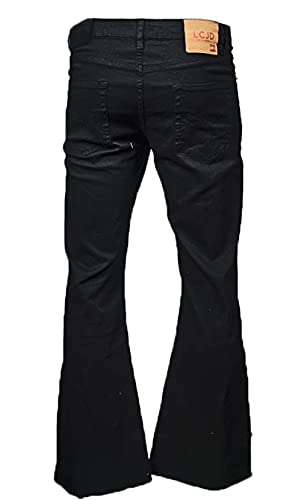 LCJ Denim Herren Flare Cords Cord Schwarz Jeans Indie Retro 70er Jahre Bell Bottoms, Schwarz , 32 W/30 L von LCJ Denim