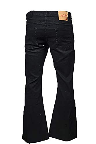 LCJ Denim Herren Jeanshose mit Schlag, Indie-/Retro-Stil, 70er-Jahre-Jeans, ausgestellt, LC16, Schwarz - Wiast 38 Leg Leg 30 von LCJ Denim