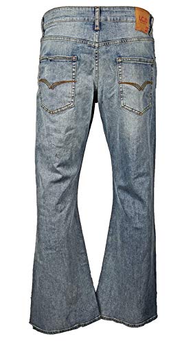 LCJ Denim Herren Flare Stretch Indie Retro Jeans 70er Jahre LC16 Bell Pants Gr. 34 W/32 L, Medium Wash von LCJD