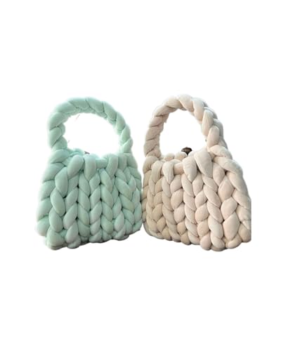 Chunky Garn Gewebte UmhäNgetasche Diy Samtfaden Handarbeit Stricken Kreative Computer Tasche Dicke Linie Stricken Tasche Hand Tragen Schulter Tasche Tasche(11,22X18X13cm) von LCKKJHG