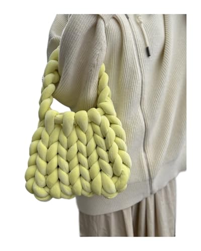 Chunky Garn Gewebte UmhäNgetasche Diy Samtfaden Handarbeit Stricken Kreative Computer Tasche Dicke Linie Stricken Tasche Hand Tragen Schulter Tasche Tasche(21,35X29X20cm) von LCKKJHG