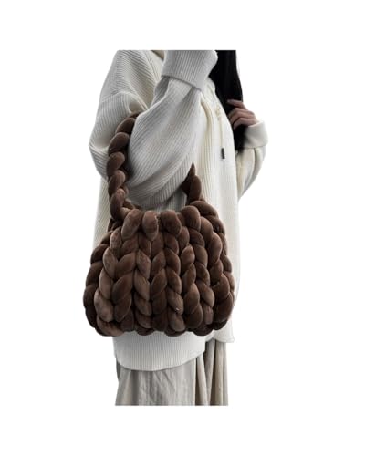 Chunky Garn Gewebte UmhäNgetasche Diy Samtfaden Handarbeit Stricken Kreative Computer Tasche Dicke Linie Stricken Tasche Hand Tragen Schulter Tasche Tasche(23,22X18X13cm) von LCKKJHG