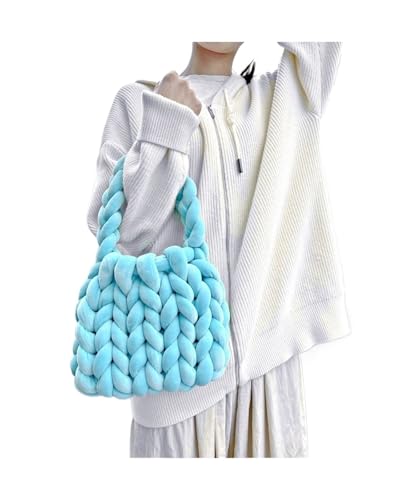 Chunky Garn Gewebte UmhäNgetasche Diy Samtfaden Handarbeit Stricken Kreative Computer Tasche Dicke Linie Stricken Tasche Hand Tragen Schulter Tasche Tasche(24,28X20X20CM) von LCKKJHG