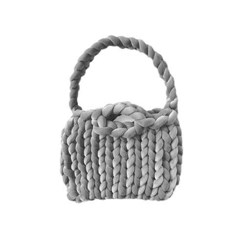 Chunky Garn Gewebte UmhäNgetasche Diy Samtfaden Handarbeit Stricken Kreative Computer Tasche Dicke Linie Stricken Tasche Hand Tragen Schulter Tasche Tasche(3,28X20X20CM) von LCKKJHG