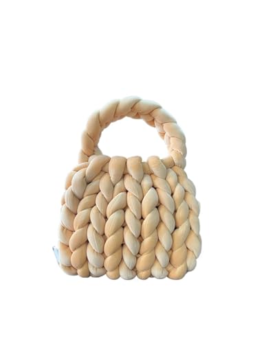Chunky Garn Gewebte UmhäNgetasche Diy Samtfaden Handarbeit Stricken Kreative Computer Tasche Dicke Linie Stricken Tasche Hand Tragen Schulter Tasche Tasche(8,35X29X20cm) von LCKKJHG