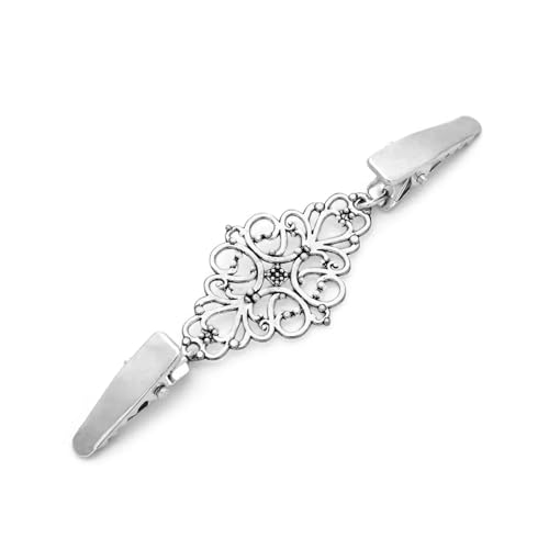 Hemd Clips Retro-Legierung Frauen Kleid Dekor Strickjacke Klammern Kleidung Clip Befestigungen for Kleidung Klammern for Stoff(Silver-A) von LCKKJHG
