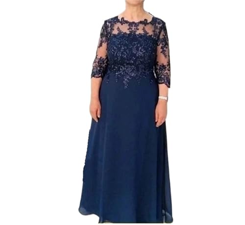 LCKKJHG Brautmutterkleider A-Linie 3/4 Ärmel Chiffon Applikationen Bräutigam Abendkleid for Hochzeit(20W) von LCKKJHG
