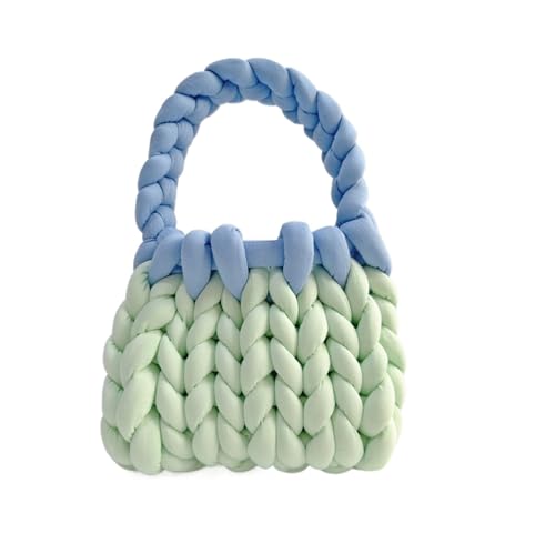 LCKKJHG Chunky Garn Gewebte UmhäNgetasche Bonbonfarbene handgestrickte Tasche, DIY-Klobige Tasche, Stricktasche(10,25cmX20cmX20CM) von LCKKJHG