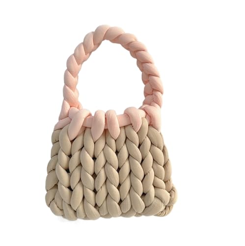 LCKKJHG Chunky Garn Gewebte UmhäNgetasche Bonbonfarbene handgestrickte Tasche, DIY-Klobige Tasche, Stricktasche(11,22cmx18cmx13cm) von LCKKJHG