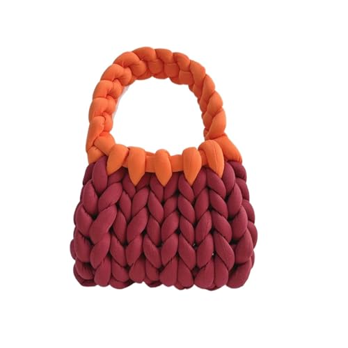 LCKKJHG Chunky Garn Gewebte UmhäNgetasche Bonbonfarbene handgestrickte Tasche, DIY-Klobige Tasche, Stricktasche(12,22cmx18cmx13cm) von LCKKJHG