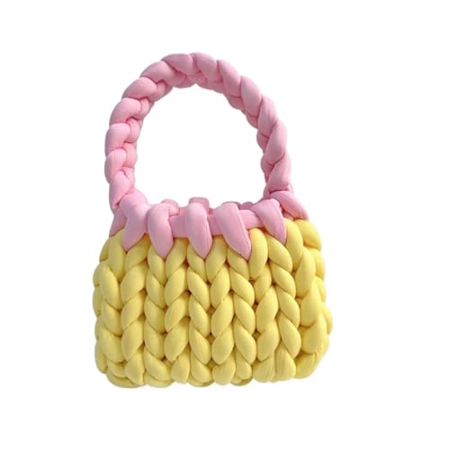 LCKKJHG Chunky Garn Gewebte UmhäNgetasche Bonbonfarbene handgestrickte Tasche, DIY-Klobige Tasche, Stricktasche(13,22cmx18cmx13cm) von LCKKJHG