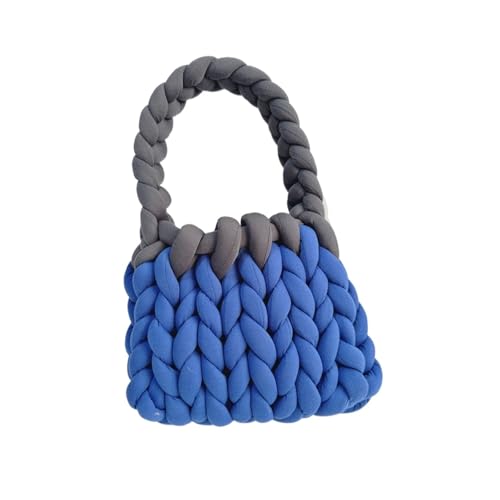 LCKKJHG Chunky Garn Gewebte UmhäNgetasche Bonbonfarbene handgestrickte Tasche, DIY-Klobige Tasche, Stricktasche(15,25cmX20cmX20CM) von LCKKJHG
