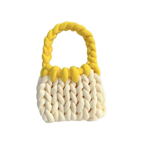 LCKKJHG Chunky Garn Gewebte UmhäNgetasche Bonbonfarbene handgestrickte Tasche, DIY-Klobige Tasche, Stricktasche(18,25cmX20cmX20CM) von LCKKJHG