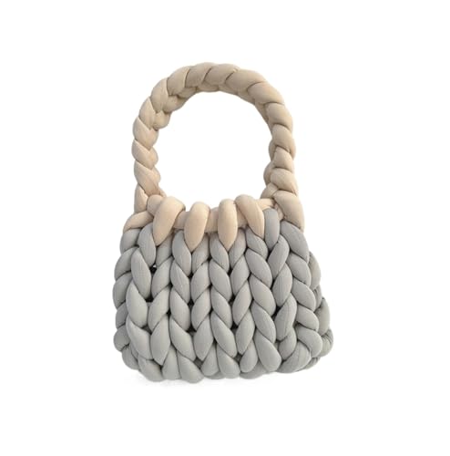 LCKKJHG Chunky Garn Gewebte UmhäNgetasche Bonbonfarbene handgestrickte Tasche, DIY-Klobige Tasche, Stricktasche(19,22cmx18cmx13cm) von LCKKJHG