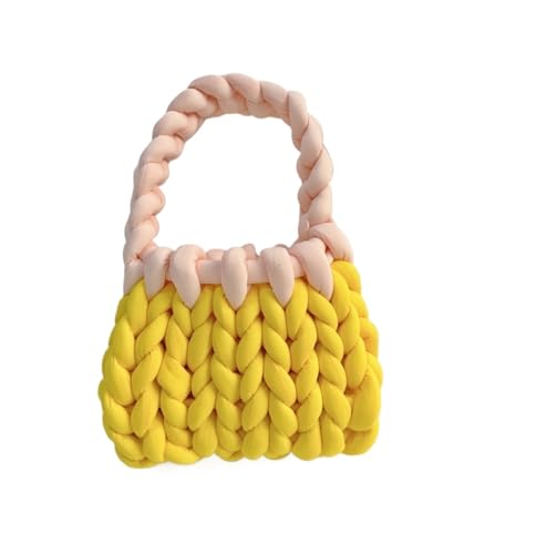 LCKKJHG Chunky Garn Gewebte UmhäNgetasche Bonbonfarbene handgestrickte Tasche, DIY-Klobige Tasche, Stricktasche(20,25cmX20cmX20CM) von LCKKJHG
