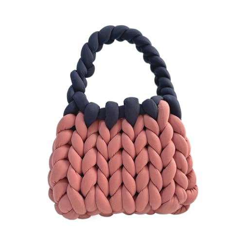 LCKKJHG Chunky Garn Gewebte UmhäNgetasche Bonbonfarbene handgestrickte Tasche, DIY-Klobige Tasche, Stricktasche(5,25cmX20cmX20CM) von LCKKJHG