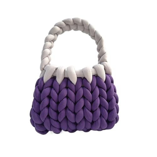 LCKKJHG Chunky Garn Gewebte UmhäNgetasche Bonbonfarbene handgestrickte Tasche, DIY-Klobige Tasche, Stricktasche(8,22cmx18cmx13cm) von LCKKJHG