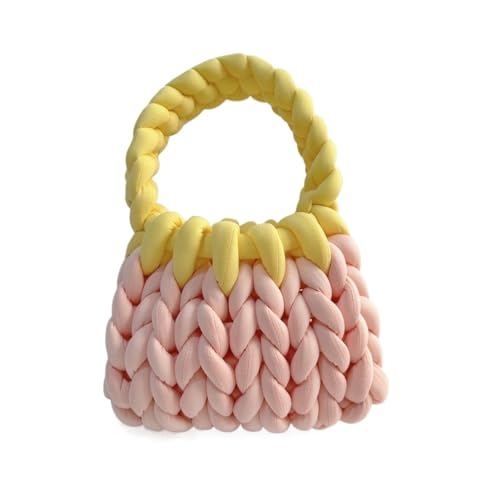 LCKKJHG Chunky Garn Gewebte UmhäNgetasche Bonbonfarbene handgestrickte Tasche, DIY-Klobige Tasche, Stricktasche(9,22cmx18cmx13cm) von LCKKJHG