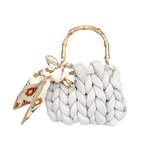 LCKKJHG Chunky Garn Gewebte UmhäNgetasche Crewel-Stricktasche, handgewebte Damentasche, handgemachte Strick-Diy-Tasche(9,22 * 18 * 10cm) von LCKKJHG
