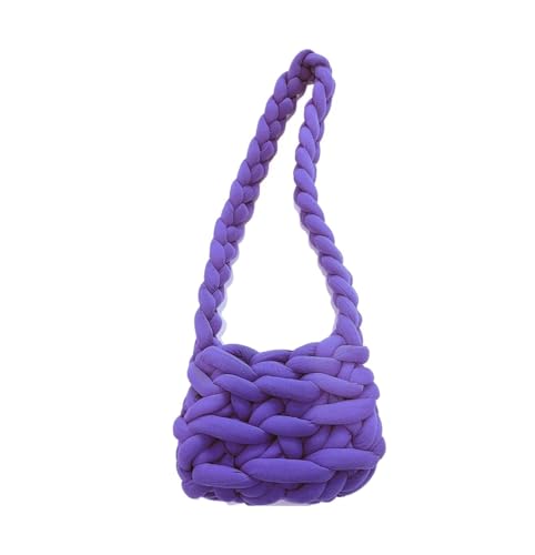 LCKKJHG Chunky Garn Gewebte UmhäNgetasche Handgemachte Stricktasche Grob DIY Horizontale Stricktasche Kerngarn Streifenlinie Schultertasche(16) von LCKKJHG