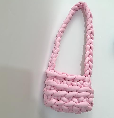 LCKKJHG Chunky Garn Gewebte UmhäNgetasche Handgemachte Stricktasche Grob DIY Horizontale Stricktasche Kerngarn Streifenlinie Schultertasche(5) von LCKKJHG