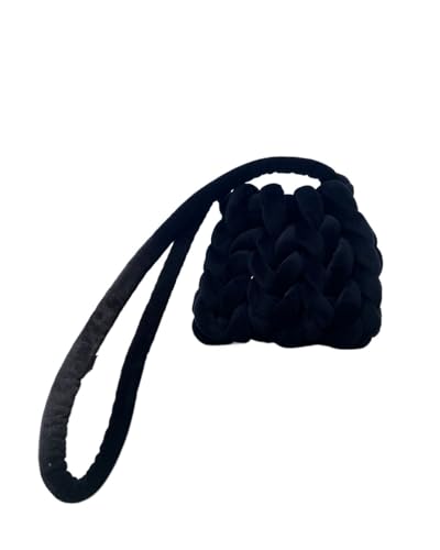 LCKKJHG Chunky Garn Gewebte UmhäNgetasche Handgemachte diy Tasche Samt Umhängetasche lässig vielseitige Handtasche(Black) von LCKKJHG