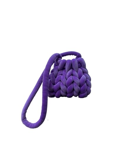 LCKKJHG Chunky Garn Gewebte UmhäNgetasche Handgemachte diy Tasche Samt Umhängetasche lässig vielseitige Handtasche(Purple) von LCKKJHG