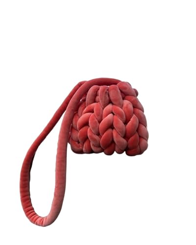 LCKKJHG Chunky Garn Gewebte UmhäNgetasche Handgemachte diy Tasche Samt Umhängetasche lässig vielseitige Handtasche(Red) von LCKKJHG