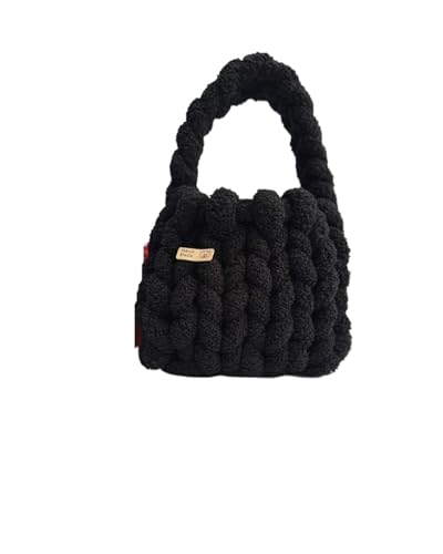 LCKKJHG Chunky Garn Gewebte UmhäNgetasche Handgemachte gestrickte Diy Handtasche Damentasche(Black,25 * 20 * 18cm) von LCKKJHG