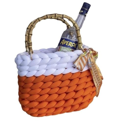 LCKKJHG Chunky Garn Gewebte UmhäNgetasche Modische Tasche aus Wolle, selbstgemachte Stricktasche, eigene handgefertigte Handtasche(1) von LCKKJHG
