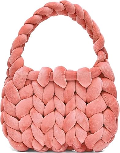 LCKKJHG Chunky Garn Gewebte UmhäNgetasche Samttasche Diy Handgemachte Stricktasche Tasche Kristallsamt Bewässerungskern Garn Stricktasche Handtasche(Colour 6,22X18cm) von LCKKJHG