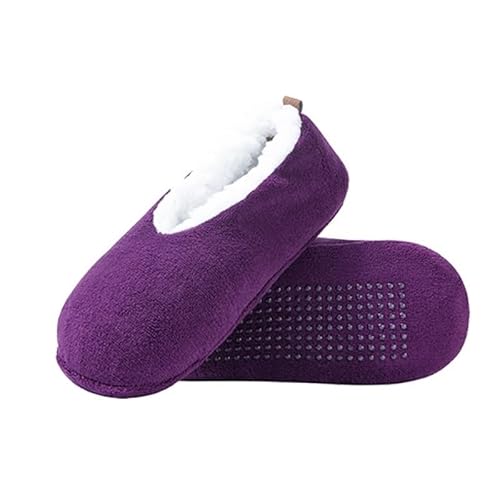 LCKKJHG Hausschuhe Socken Damen-Innen-Bodensocken halten warm, Winter-Männer, rutschfeste Bodenschuhe, weiche, bequeme Damen-Hausschuhe(1 Pair of Purple,EUR 40-43(US8-10)) von LCKKJHG