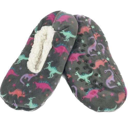 LCKKJHG Hausschuhe Socken Frauen Fuzzy Socke Winter Warm Dinosaurier Schneemann Bequem Schlafen Weichen Weiblichen Plüsch Rutschfesten Griff Thermische Kurze Boden Hausschuhe Socke(Colored dinosaur) von LCKKJHG