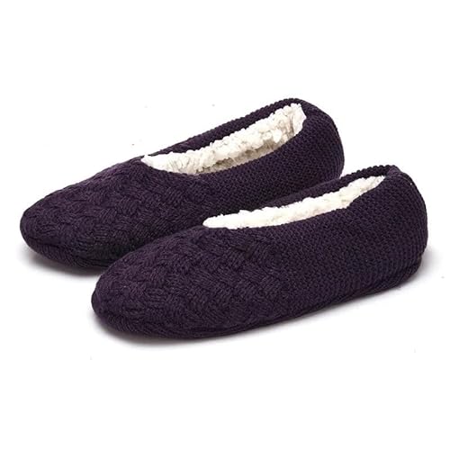LCKKJHG Hausschuhe Socken Herren Damen Herbst Winter Bodensocken, verdickte Plüsch-Haushaltssocken, Hausschuhe Socken, EU 35–42 US 5–8,5(Deep Purple,EU 35-37US 5-6) von LCKKJHG