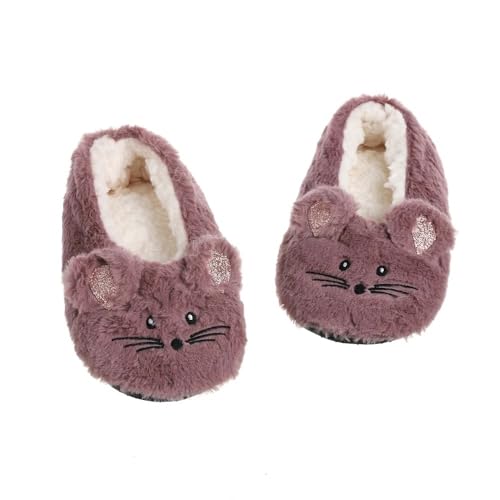 LCKKJHG Hausschuhe Socken Winter Warme Hausschuhe Frauen Hause Fuzzy Plüsch Non Slip Grip Innen Flauschigen Faule Weibliche Maus Ohren Stickerei Boden Schuh(Maroon,39-41) von LCKKJHG