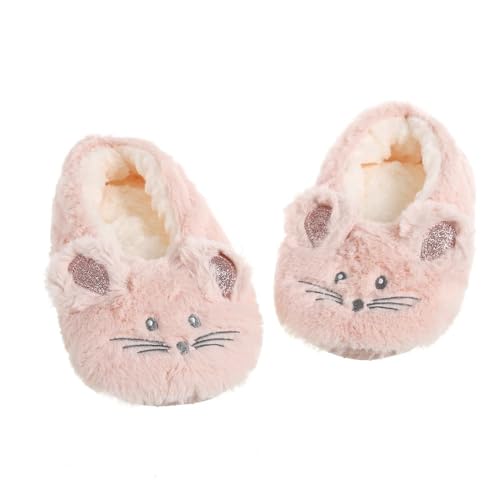 LCKKJHG Hausschuhe Socken Winter Warme Hausschuhe Frauen Hause Fuzzy Plüsch Non Slip Grip Innen Flauschigen Faule Weibliche Maus Ohren Stickerei Boden Schuh(Pink,35-38) von LCKKJHG