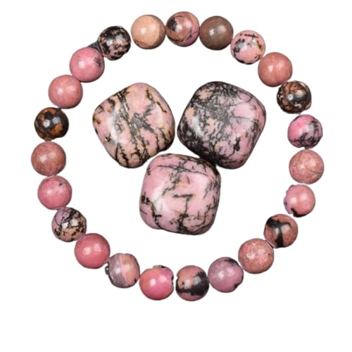 LCKKJHG Kristall Armband Goldene Obsidian Stein Perlen Armband Männer Frauen Goldene Licht Regenbogen Obsidian Rohstein Runde Perle Energie Schmuck(17cm,6MM BEADS_1 RHODONITE) von LCKKJHG