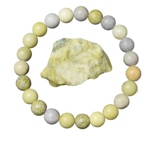 LCKKJHG Kristall Armband Goldene Obsidian Stein Perlen Armband Männer Frauen Goldene Licht Regenbogen Obsidian Rohstein Runde Perle Energie Schmuck(21cm,6MM BEADS_20 LEMON STONE) von LCKKJHG
