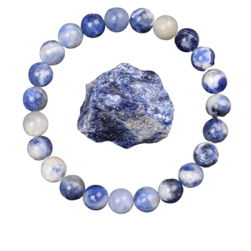 LCKKJHG Kristall Armband Goldene Obsidian Stein Perlen Armband Männer Frauen Goldene Licht Regenbogen Obsidian Rohstein Runde Perle Energie Schmuck(21cm,6MM BEADS_23 SODALITE) von LCKKJHG