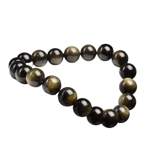 LCKKJHG Kristall Armband Goldene Obsidian Stein Perlen Armband Männer Frauen Goldene Licht Regenbogen Obsidian Rohstein Runde Perle Energie Schmuck(21cm,8MM BEADS_32 PINK CRYSTAL) von LCKKJHG