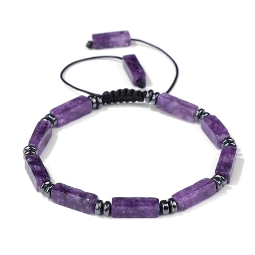 LCKKJHG Kristall Armband Rechteckiges Amethyst-Armband, Steinachate, Lapislazuli, verstellbare geflochtene Armbänder for Damen und Herren, Schmuck(2) von LCKKJHG