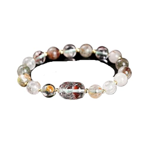 LCKKJHG Kristall Armband Stein Amethyst Grau Mondstein Geschnitzt Reichtum Pixiu Perlen Armband Frauen Luxus Glück Handgemachte Stretch Armbänder Weiblich(Ghose Phantom) von LCKKJHG