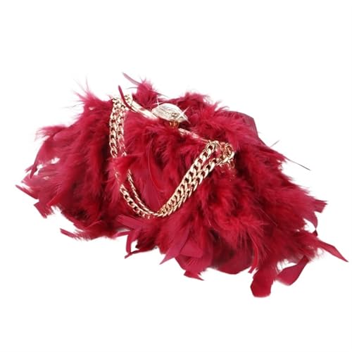 LCKKJHG clutch mit federn Diamant Set Abendtasche Feder Transparent Kristall Stein Box Handtasche Damen Handgemachte Party Brieftasche(Red) von LCKKJHG