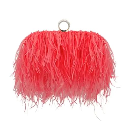 LCKKJHG clutch mit federn Feder Abendtasche Handtaschen Frauen Taschen Abend Party Clutch Tasche Ketten(Red) von LCKKJHG
